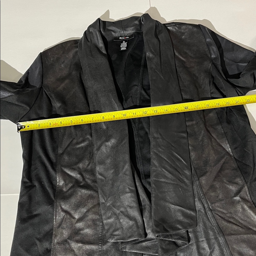 Style & Co Vegan Leather Shacket Light Jacket Blazer sz XL Black Gunmetal Bronze - Picture 4 of 7